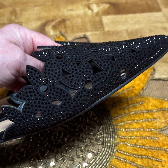 Caparros Black Floral Cutout Mules - Picture 4 of 9